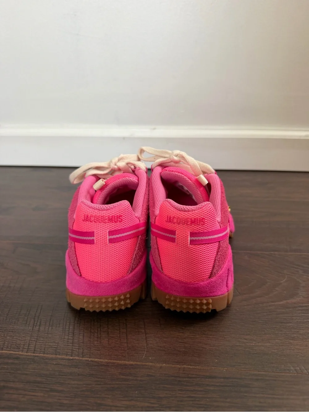 Jacquemus Hot Pink and Cream Platform Sneakers